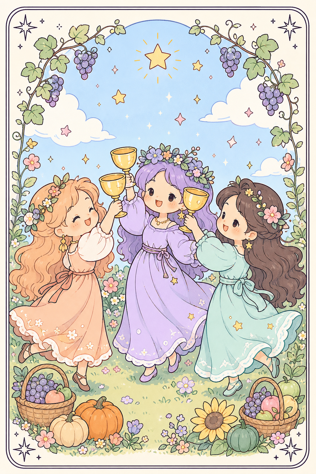 ไพ่ทาโรต์ Three of Cups สามถ้วย