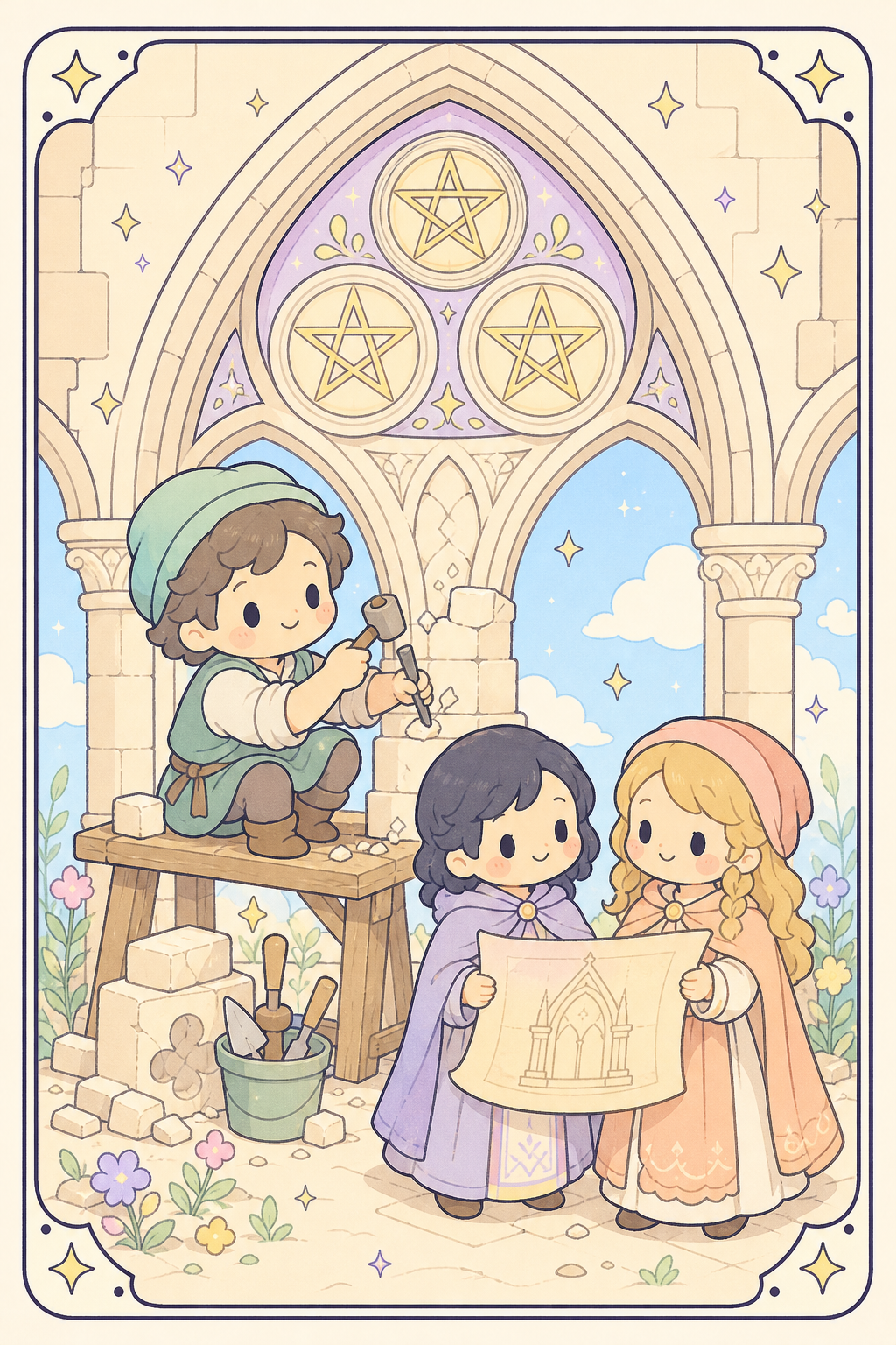 ไพ่ทาโรต์ Three of Pentacles สามเหรียญ