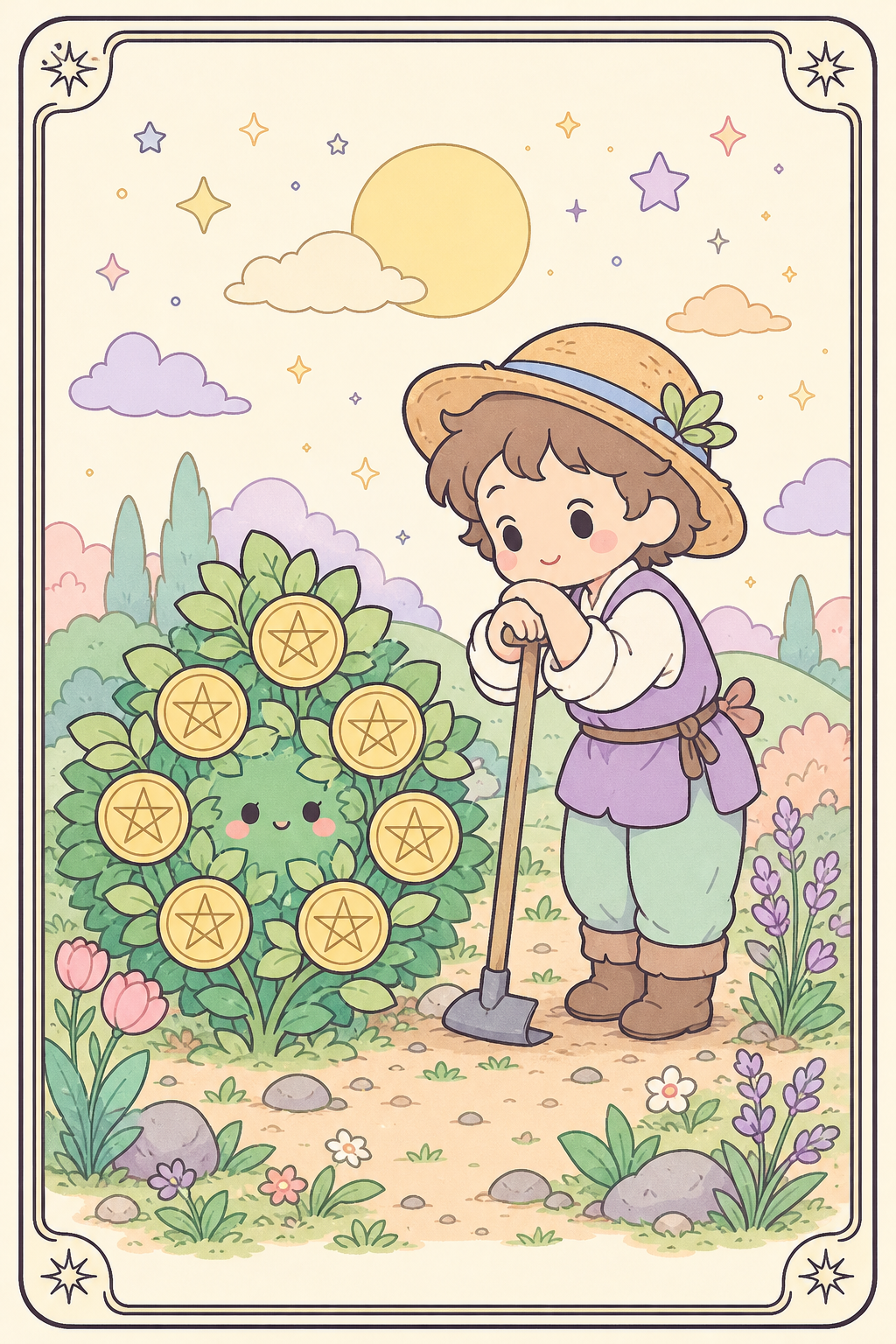 ไพ่ทาโรต์ Seven of Pentacles เจ็ดเหรียญ