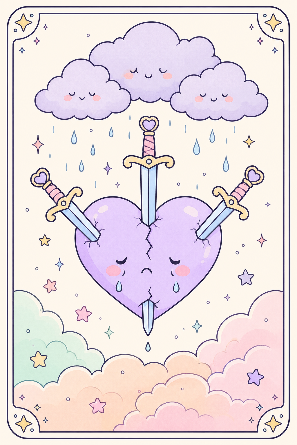 ไพ่ทาโรต์ Three of Swords สามดาบ
